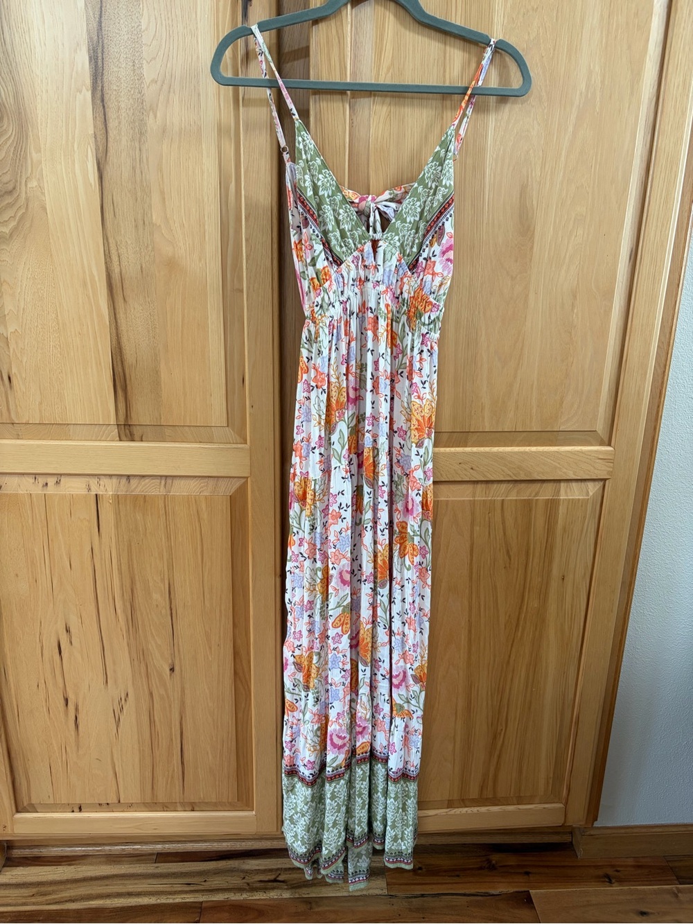 NWT - Floral Boho Maxi Dress with Green Accents